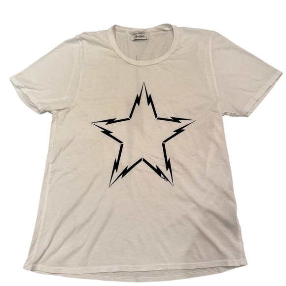 Lauren Moshi Tops - Lauren Moshi White Cotton Star & Lightning Short Sleeve T-Shirt Size Small